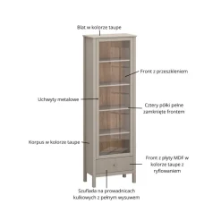 Witryna z szufladą kolor taupe KLEO Lewa / Prawa KLEO KL-11