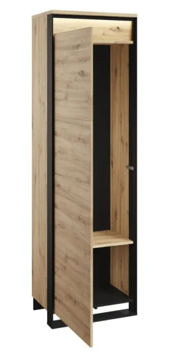 Wąska szafa na wieszaki Lenart Quant QG-01 dąb artisan