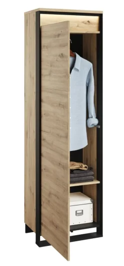 Wąska szafa na wieszaki Lenart Quant QG-01 dąb artisan