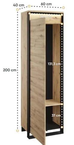 Wąska szafa na wieszaki Lenart Quant QG-01 dąb artisan
