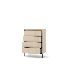 Wysoka komoda do sypialni z szufladami Lenart TREND TS-04 Beż piaskowy + czarny