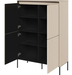 Wysoka komoda ryflowana  Lenart Trend TR-03 beż piaskowy