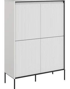 Wysoka komoda ryflowana Lenart Trend TR-03 biała