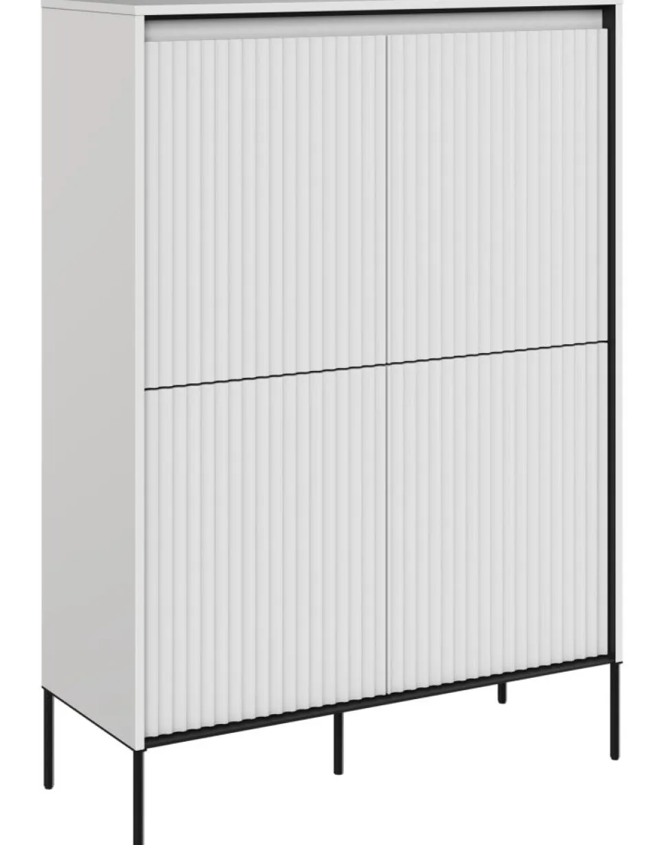 Wysoka komoda ryflowana Lenart Trend TR-03 biała
