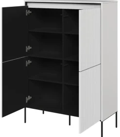 Wysoka komoda ryflowana  Lenart Trend TR-03 biała