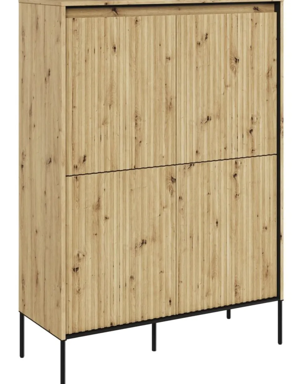 Wysoka komoda z lamelami Lenart Trend TR-03 dąb artisan
