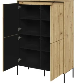 Wysoka komoda z lamelami Lenart Trend TR-03 dąb artisan