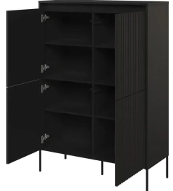Wysoka komoda z lamelami Lenart Trend TR-03 czarna