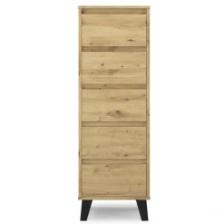 Wysoka komoda z pięcioma szufladami, dąb artisan BORG