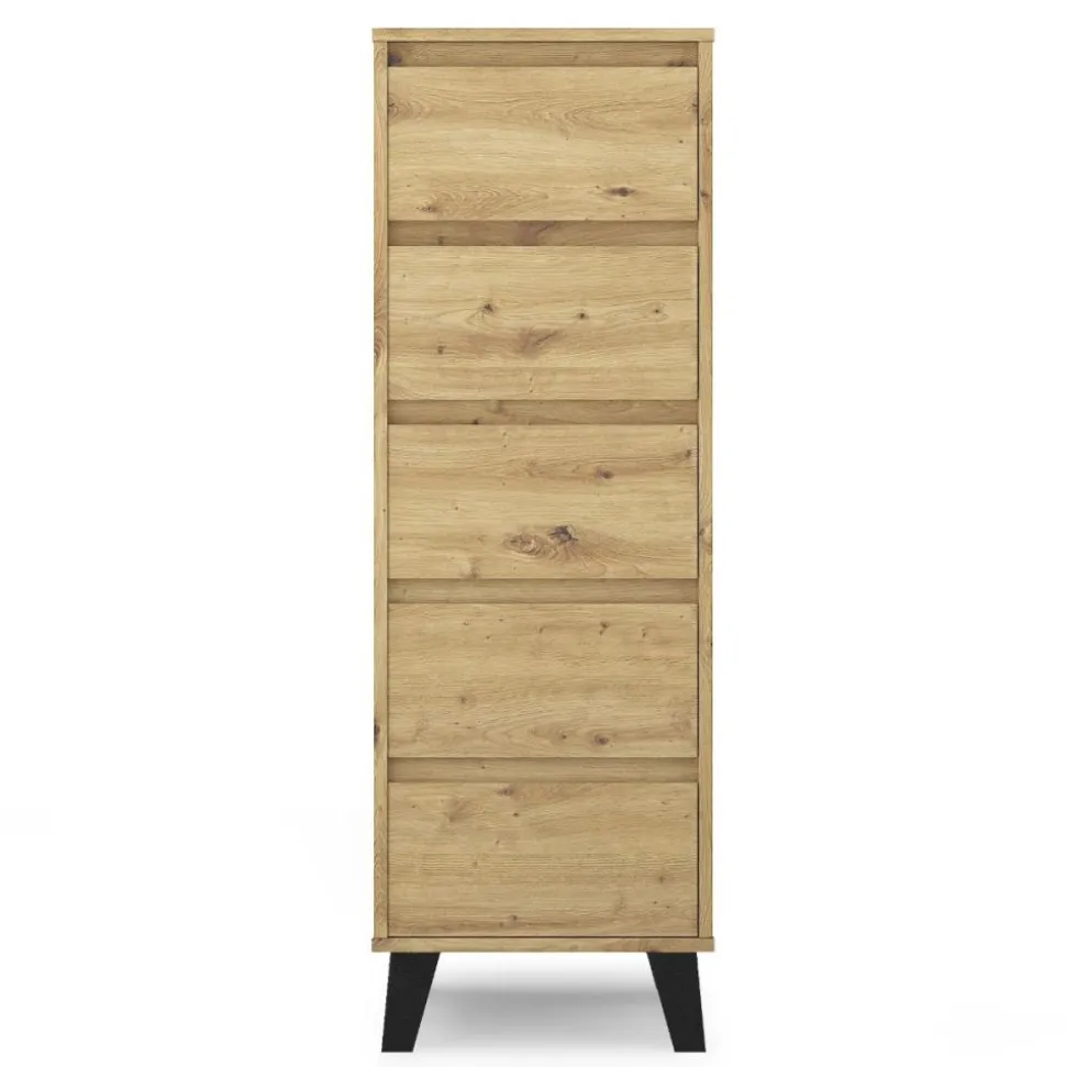 Wysoka komoda z pięcioma szufladami, dąb artisan BORG