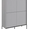 Wysoka, ryflowana komoda Lenart Trend TR-03 szara