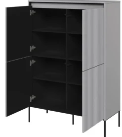 Wysoka, ryflowana komoda Lenart Trend TR-03 szara