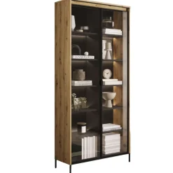 Wysoka szklana witryna Lenart Trend TR-07 dąb artisan