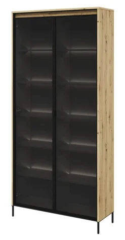 Wysoka szklana witryna Lenart Trend TR-07 dąb artisan
