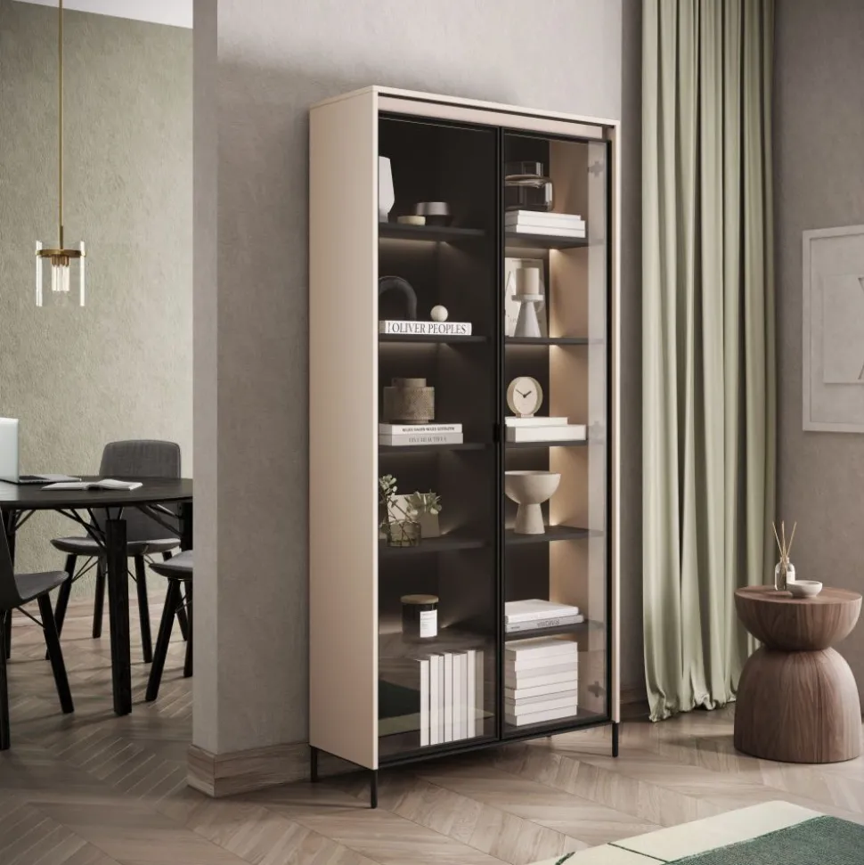Wysoka szklana witryna Lenart Trend TR-07 dąb artisan
