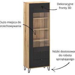 Wysoka witryna z 2 szufladami Bellano 1W2S