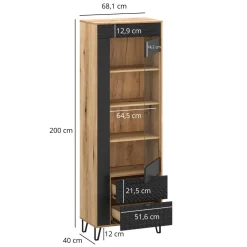 Wysoka witryna z 2 szufladami Bellano 1W2S