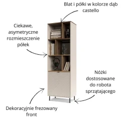 Wysoki regał otwarty EVO 1D kaszmir / dąb castello EO-05