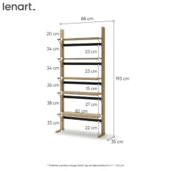 Wysoki regał z półkami Lenart OLLIE OL-05 dąb olejowany+ czarny