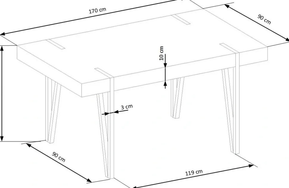 YOHANN stół dąb san remo / czarny (1p=1szt)1 sztuka
