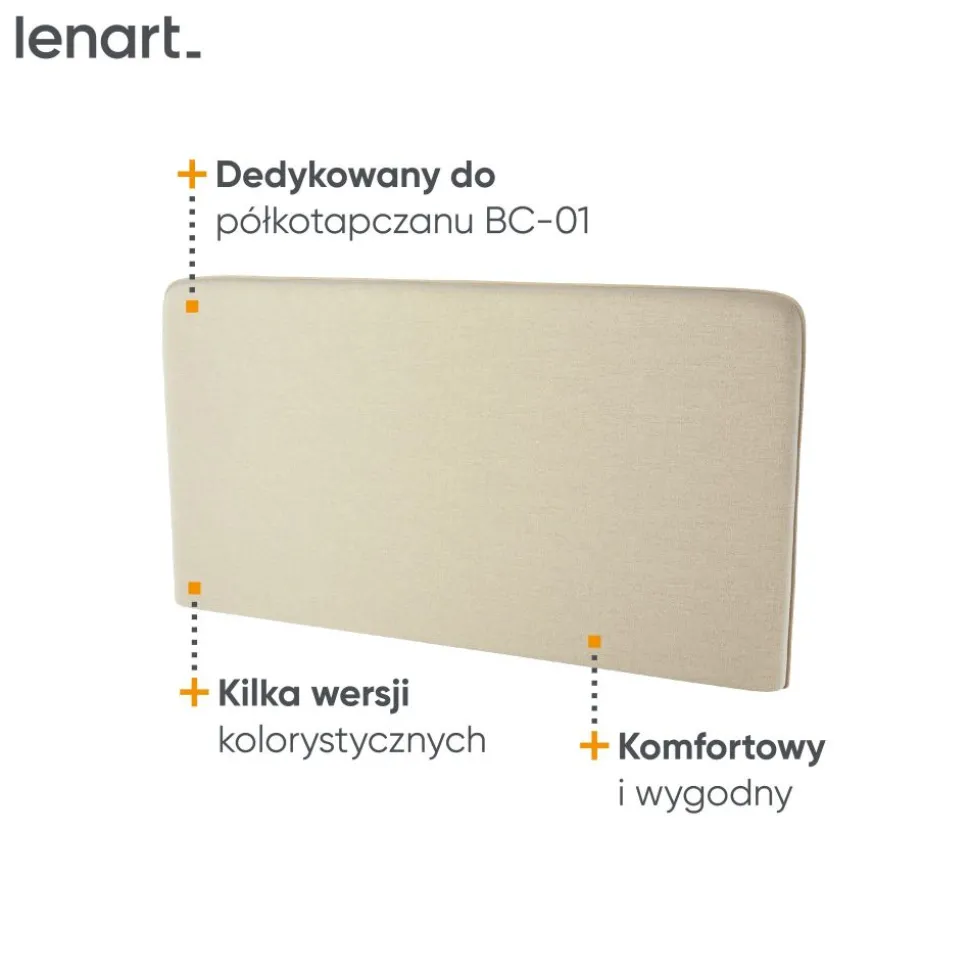 ZAGŁÓWEK TAPICEROWANY BEŻOWY do półkotapczanu BED CONCEPT Lenart TKANINA ART 82610