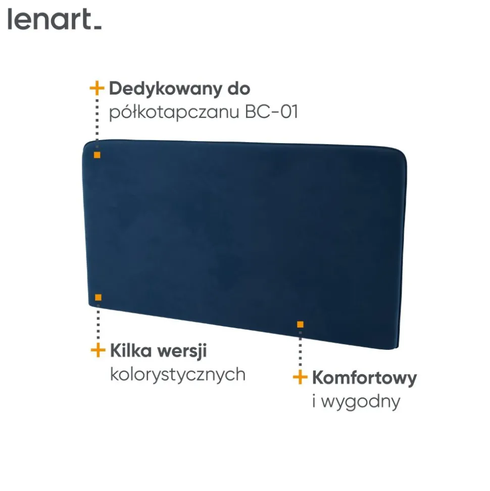ZAGŁÓWEK TAPICEROWANY GRANATOWY do półkotapczanu BED CONCEPT Lenart TKANINA SOLO 263
