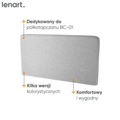 ZAGŁÓWEK TAPICEROWANY SZARY do półkotapczanu BED CONCEPT Lenart TKANINA ART 82626