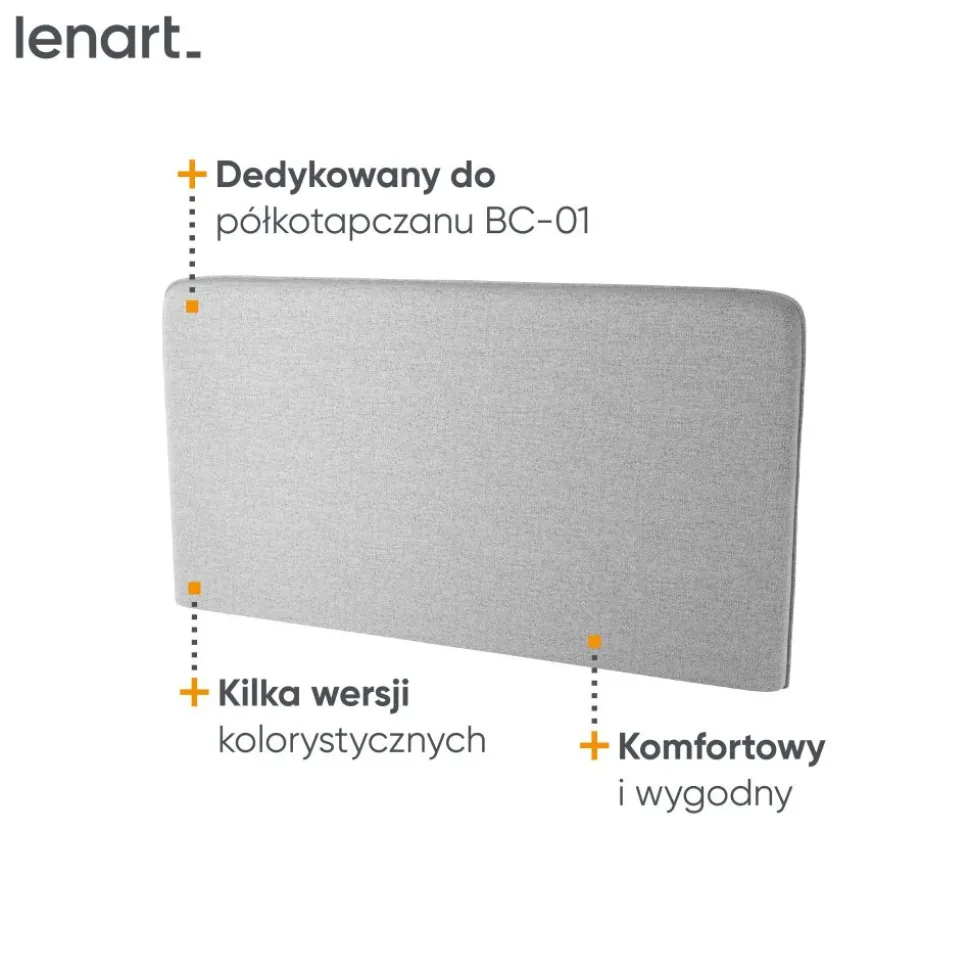 ZAGŁÓWEK TAPICEROWANY SZARY do półkotapczanu BED CONCEPT Lenart TKANINA ART 82626