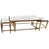 Zestaw stolików kawowych glamour Begles 130/70cm złoto-białych